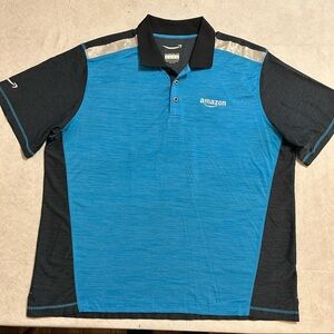 Amazon Blue Reflective Tropical Polo Delivery Employee Uniform Mens XXL TMPSS